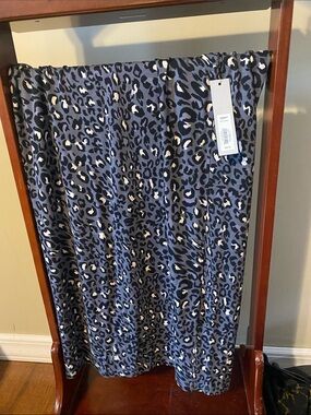 Kohl's Blue Leopard Print Midi Skirt with Cream Accents